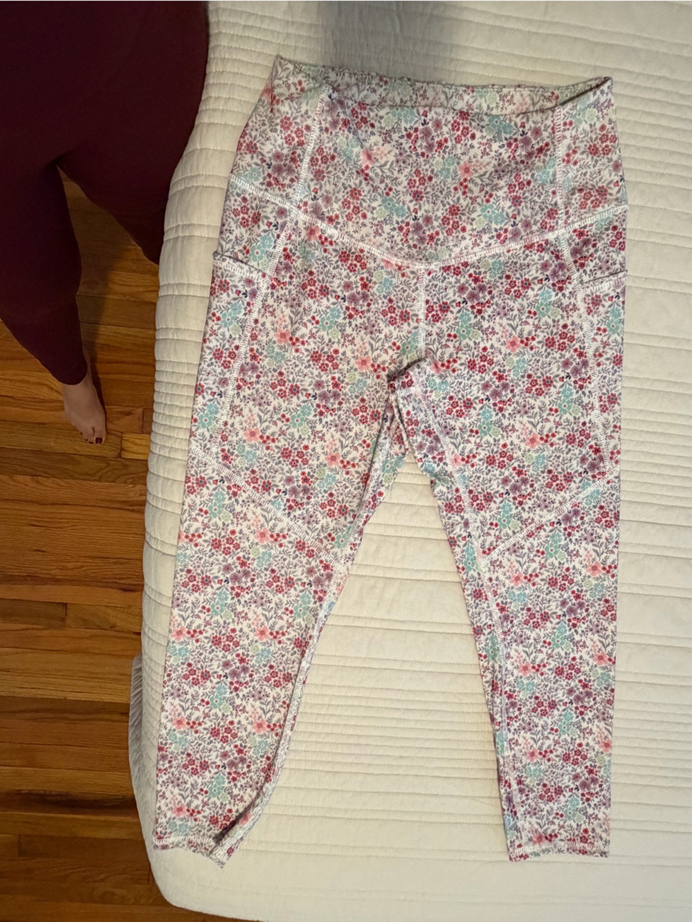Marshalls Floral Women’s Pajama Pants - White with Pink & Teal